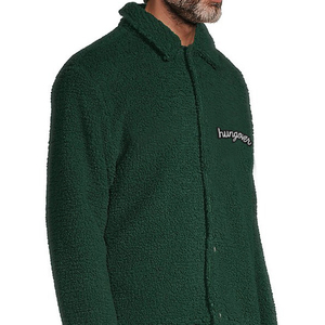 Custom Winter Sherpa <b>Jacket</b> for <b>Men</b> Solid Color Stand Collar Zipper Long Sleeve Oversize <b>Men</b> Sherpa Fleece <b>Jacket</b> - Product Image 5