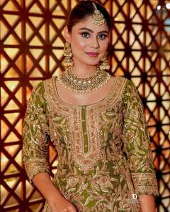 NUEVO SALWAR KAMEEZ DE DISEÑADOR para MUJER con DUPATTA ELEGANTE, SEDA CHINON PESADA con BORDADO, DE SECADO RÁPIDO, para FIESTAS, TODAS LAS TEMPORADAS - Product Image 3