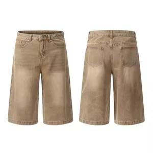 2025 Vintage haute qualité personnalisé hommes Denim Shorts dégradé ancien Style broderie décoration ceinture en gros personnalisé Logo impression - Product Image 3