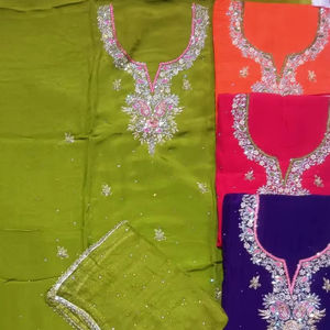 Trajes de mujer de moda india bordados a mano sin costuras de diseñador moderno Material de organza para fiestas de estilo tradicional - Product Image 1