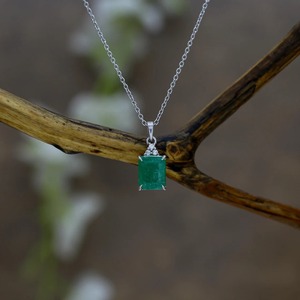 Bonne Qualité Solide 925 Sterling Silver Emerald Cut 7*9mm Nouvelle Arrivée À La Mode Fine Gemstone Pendentif Collier Gemstone Jewelry - Product Image 3