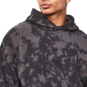 Sweat à capuche vintage Streetwear de haute qualité pour hommes, poids lourd lavé à l'acide, pull sur mesure en coton mélangé d'hiver - Product Image 6