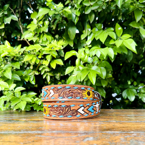 Ceinture en cuir Western Bull avec boucle Western haut de gamme, couleur et taille personnalisées, motif Paisley - Product Image 2