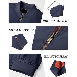 บริการขายส่ง OEM เสื้อแจ็คเก็ตบอมเบอร์ผู้ชายแบบเป็นทางการ ระบายอากาศได้ดี ผลิตจากโพลีเอสเตอร์/ผ้าฝ้าย  รับทำโลโก้ตามสั่ง มีฮู้ด คอปก กระดุม กระเป๋า เหมาะสำหรับฤดูหนาว - Product Image 3