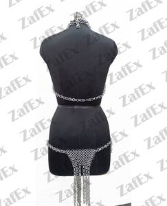 Chainmail Fantasy Costume Aluminio Butted Ring Sexy Top Panty con banda para la frente Conjunto de mujeres y niñas usan Cosplay medieval - Product Image 3