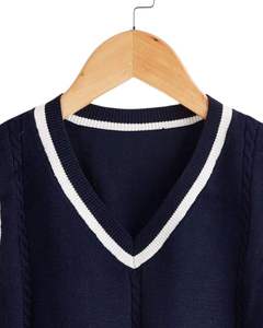 Pull d'uniforme scolaire confortable en mélange de coton, tissu doux et respirant, fournisseur de tricots - Product Image 2