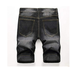 OEM Customized Mid <b>Waist</b> Knitted Distressed Denim <b>Shorts</b> for Men and Women Streetwear Style with Button Straight for Summer - Product Image 2