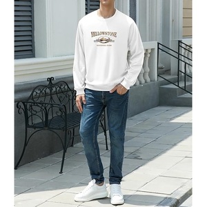 Meilleures ventes Sweat-shirt élégant en éponge française imperméable à manches longues, imprimé sur les épaules, confortable et de grande taille pour hommes - Product Image 5