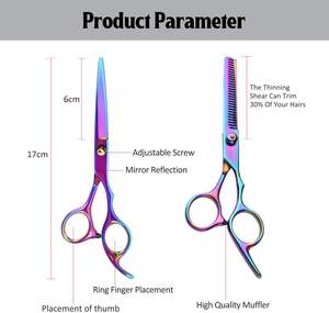 Logotipo personalizado Maquinillas de afeitar profesionales Corte de pelo Tijeras de adelgazamiento Juego de tijeras Peluquería de acero inoxidable Peluquería Kit de peluquero - Product Image 6