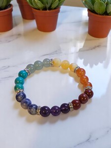 Venta al por mayor pulsera de piedras preciosas de siete Chakras bandas de mano de cristal natural ajustables cristales Amayra exportaciones comprar en línea pulsera de amor - Product Image 4