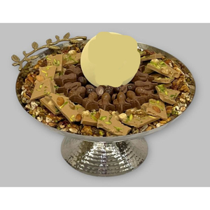 Cuenco para servir chocolate de metal plateado de alta calidad Cuenco de chocolate de forma ovalada vintage con acento dorado para ocasiones especiales - Product Image 5