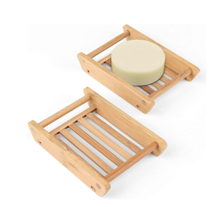 Porte-savon et porte-éponge en bois écologique pour salle de bain, deux pièces, couleur personnalisée, avec drain - Product Image 1