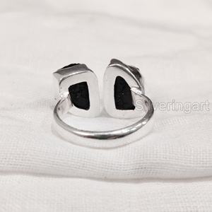 เครื่องประดับหินหยาบแหวนสตรีอัญมณีทัวร์มาลีนธรรมชาติสีดำหินประจำเดือน925แหวนเงินสเตอร์ลิง - Product Image 6