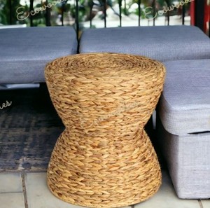 Mignon et beau Design moderne jacinthe d'eau pouf en osier naturel Table d'extrémité tabouret os incrustation Console ménage salon - Product Image 3