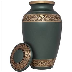 Urne de crémation verte élégante en laiton d'aluminium pour cendres humaines Urne de crémation élégante en gros de 220 Cu pour une niche en columbarium - Product Image 1