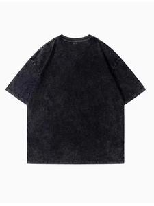 T-shirt vintage pour homme en coton 100% tricoté, coupe oversize, effet délavé, imprimé, style streetwear, avec graphisme personnalisé et couleur noire - Product Image 3