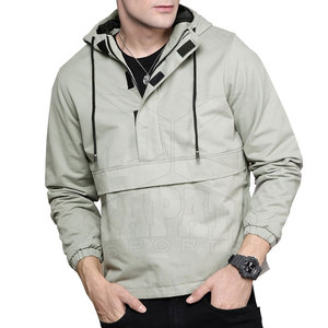 Chaqueta Anorak cortavientos de invierno para hombre con capucha de color sólido Logotipo personalizado Nuevo estilo - Product Image 1