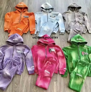 Victoria Industry Sun Fade Survêtement Sweat-shirt à capuche vintage imprimé de logo personnalisé Ensemble de jogging évasé Survêtement délavé à l'acide pour hommes Pakistan - Product Image 1