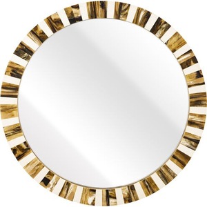 Miroir mural rond élégant avec design incrusté de corne | Miroir décoratif artisanal pour salon, meilleur prix - Product Image 1