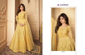 ชุดราตรียาวปักลาย Anarkali สำหรับผู้หญิง,เสื้อคลุมกันแดดสไตล์อินเดียดั้งเดิมแขนยาวนักออกแบบ - Product Image 4