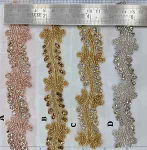 Adornos de lentejuelas y perlas densas de tela de encaje con cuentas pesadas exquisitas hechas a mano para vestidos de novia - Product Image 4