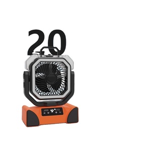 Ventilateur de tente portable rechargeable pour l'extérieur, 4 vitesses réglables, oscillant, avec lumière LED, pour le camping, les voyages, les pique-niques - Product Image 1