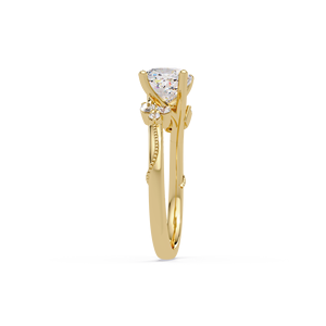 Luxury 14K Pure Gold Cushion Cut Lab Grown Diamond Engagement <b>Ring</b> <b>Set</b> Nature Inspired Marquise Leaf Cluster Bridal Wedding <b>Ring</b> - Product Image 4