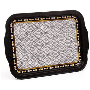 Plateau rectangulaire en métal à motif de mosaïque géométrique de 215x316mm avec plateau de service à poignée - Product Image 1