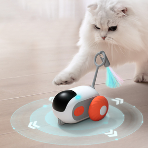 Jouets interactifs électriques intelligents télécommandés Jouet de voiture mobile automatique avec queue pour chats ennuyés Jouets de stimulation mentale Usb - Product Image 1