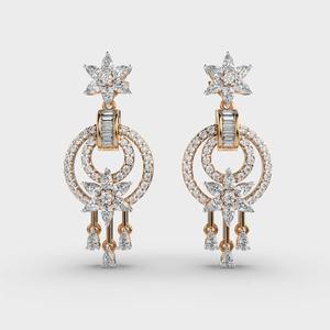 Pendientes Colgantes de Plata 925 con Diseño Floral y Diamantes de Moissanita, con Doble Círculo, Brillantes, para Fiestas - Product Image 1