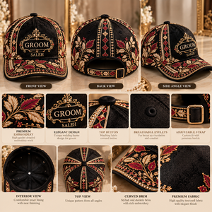 Casquettes de mariage personnalisées pour hommes, chapeaux de marié brodés, casquettes de garçons d'honneur, fournisseur de couvre-chefs pour événements et cérémonies - Product Image 6