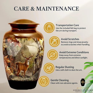 Handcrafted Aluminum <b>Urn</b> Deer engraved design Cremation <b>Urns</b> Meena Coating Leak-Proof Design Keepsake & <b>Large</b> Options - Product Image 5