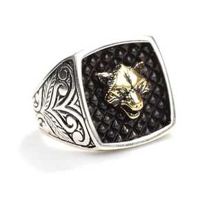 Men's 925 Sterling <b>Silver</b> Wolf Head and Arm Inlaid <b>Ring</b> HipHop Fashion with Rose Gold Rhodium Plating Gift - Product Image 2