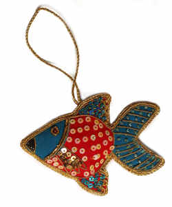 Zari Ornements de fête de luxe modernes cousus à la main pour la décoration de la maison pour Diwali Noël Pâques - Product Image 1