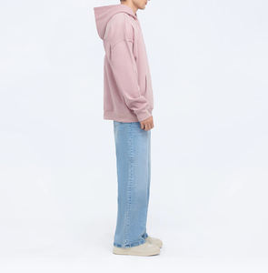 เสื้อฮู้ดดี้ผู้ชายทรงโอเวอร์ไซส์ ผ้าคอตตอน 100% หนานุ่ม สีพื้น ปักโลโก้ตามสั่ง คุณภาพสูง แบบไหล่ตก สำหรับฤดูใบไม้ร่วง - Product Image 2