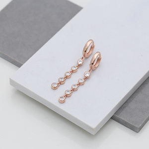 Round Design <b>Clear</b> CZ Stone Long Earrings Fashion Trend Turkish Wholesale Handmade Fine Jewelry for Women - Product Image 2