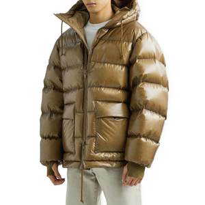 Vente en gros Veste à capuche d'hiver rembourrée en coton de haute qualité pour hommes avec fermeture à glissière Manteau de ville décontracté en toile coupe-vent - Product Image 3