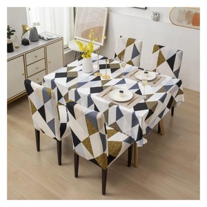 Dark Light Purple Color Linen Design 100% Organic Cotton Table Cloth Custom Square Geometric Design Machine-<b>washable</b> Table Cloth - Product Image 5