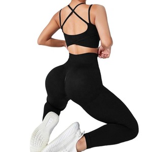 OEM personalizado mujeres gimnasio Fitness deportes trajes sin costuras Activewear 3 piezas a todo color Yoga Set Plus Size al por mayor - Product Image 6