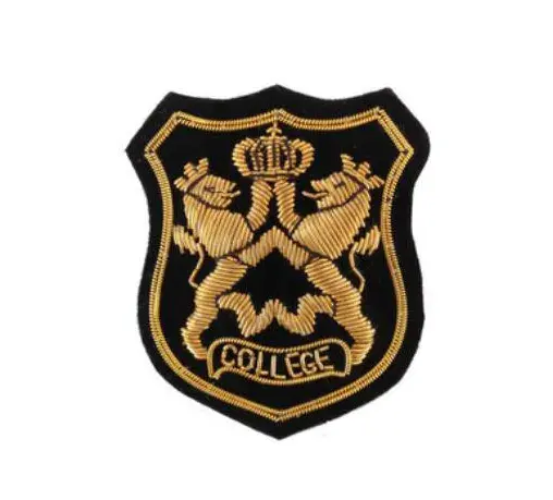 Hand Embroidery Bullion Wire Badges Custom Bullion Embroidery Patches Custom high quality cheap price sew on embroidery badges