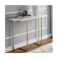 Table console d'entrée artistique avec plateau en placage de noyer et structure en métal brossé