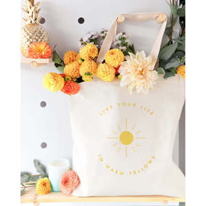 Sac fourre-tout en toile de coton à fermeture ouverte, couleur jaunes chauds, pour vivre pleinement sa vie - Product Image 3