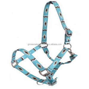 Lujo hecho a mano turquesa elegante diseño personalizado Nylon Horse Halter en muchos colores y tamaños personalizados con hardware de níquel ajustable - Product Image 6