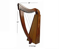 Handmade 19-String Wooden Harp with Engraved Design Colorful Custom Logo Option Soft Case Packaging-Musical Instrument