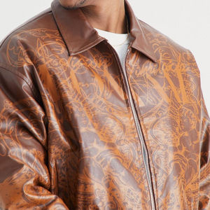 Veste en cuir pour hommes de haute qualité du fabricant OEM col de bombardier décontracté logo polyester coton remplissage disponible L XL - Product Image 5