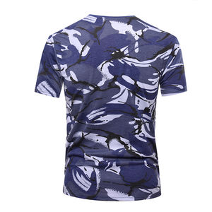 Venta al por mayor precio de fábrica Azul Marino-camuflaje cuello redondo tela de algodón hombres Camiseta 100% algodón camiseta hombres camiseta - Product Image 2