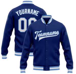 Elegant Sports Custom Royal Blue Team Name Letterman Jackets Varsity Baseball Stand Collar en toile de peau de mouton - Product Image 3