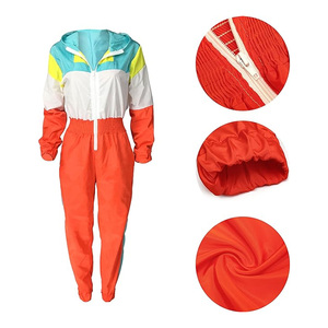 2024 logotipo personalizado 100% algodón rompevientos chándal chaqueta pantalón conjunto de alta calidad transpirable impermeable peso medio sólido OEM Unisex - Product Image 3