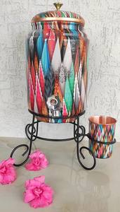 Distributeur d'eau en cuivre pur, style antique, imprimé, bon état, 5 litres - Product Image 5