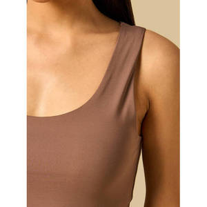 Débardeur décontracté pour femme, col carré uni, anti-boulochage, respirant, en maille de nylon extensible, sans manches, taille unique, basique d'été, OEM - Product Image 4